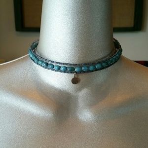 Darling Blue Bead Choker Necklace
